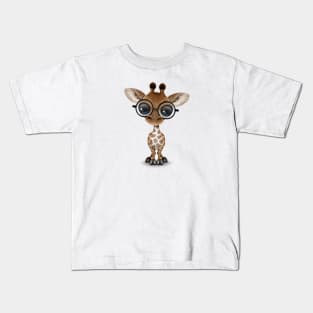 Cute Curious Baby Giraffe Wearing Glasses Kids T-Shirt